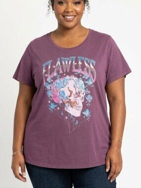 Plus Size Torrid 6x Flawless Skull Graphic T-shirt Purple Top Womens